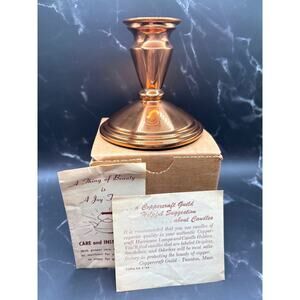 Vintage Weighted Copper Craft Guild Candle Holder MCM Original Box and Insert